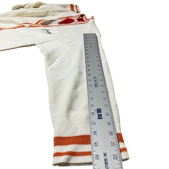 Hugo Boss Cardigan Mens Large Cream Wool Blend V-Neck Striped Preppy Ivy Varsity - Picture 8 of 12